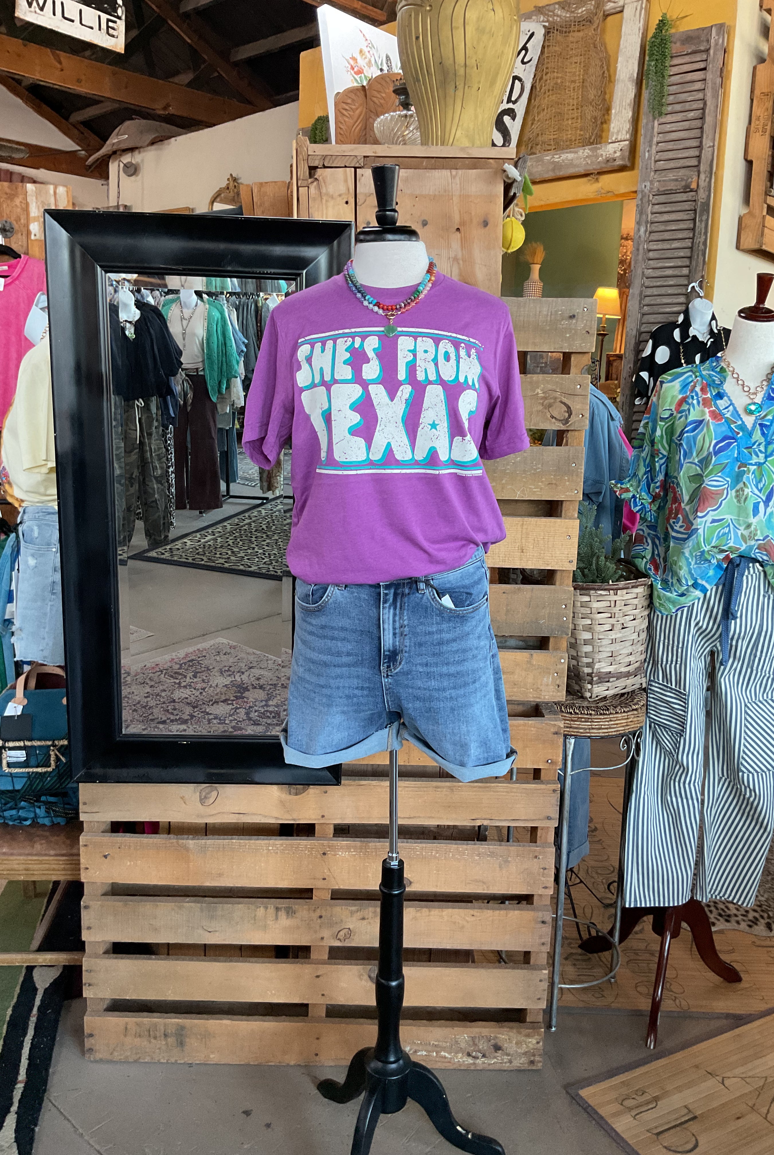 She's From Texas Graphic Tee-Graphic Tees-Texas True Threads-Stuffology - Where Vintage Meets Modern, A Boutique for Real Women in Crosbyton, TX