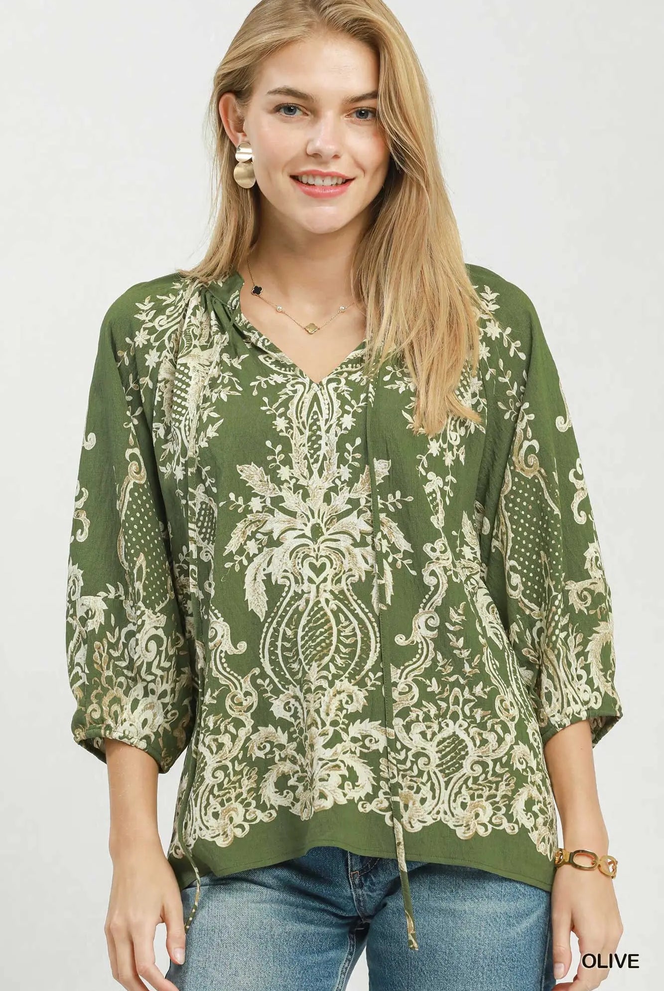 Olive Heirloom Blouse-Blouse-Umgee-Stuffology - Where Vintage Meets Modern, A Boutique for Real Women in Crosbyton, TX