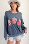 Strawberry Patch Washed Terry Pullover-Pullover Top-Easel-Stuffology - Where Vintage Meets Modern, A Boutique for Real Women in Crosbyton, TX