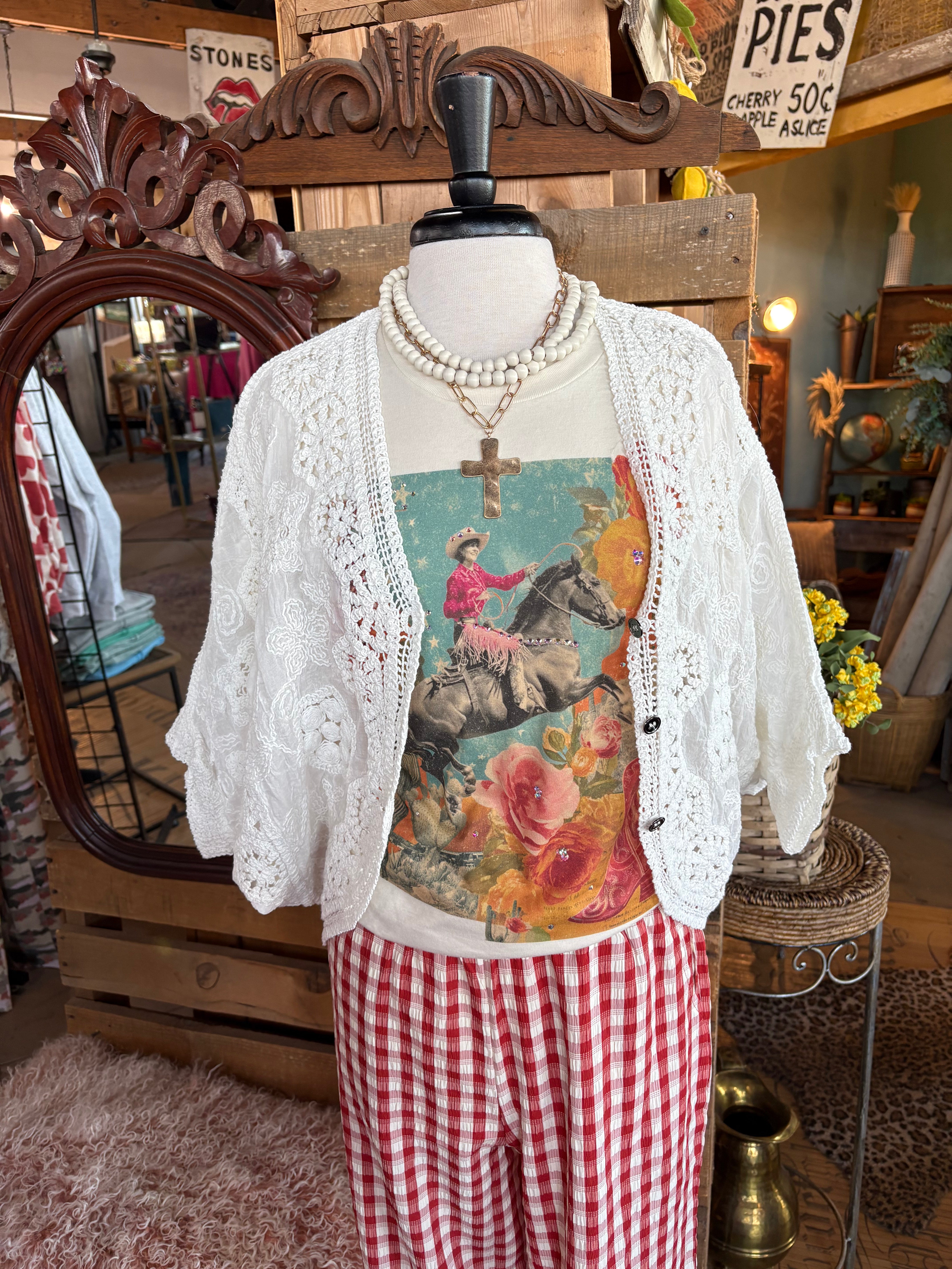 Vintage Rodeo Cowgirl Graphic Tee-Women > Tops > Tshirts > Graphic-The Queen Gypsy-Stuffology - Where Vintage Meets Modern, A Boutique for Real Women in Crosbyton, TX