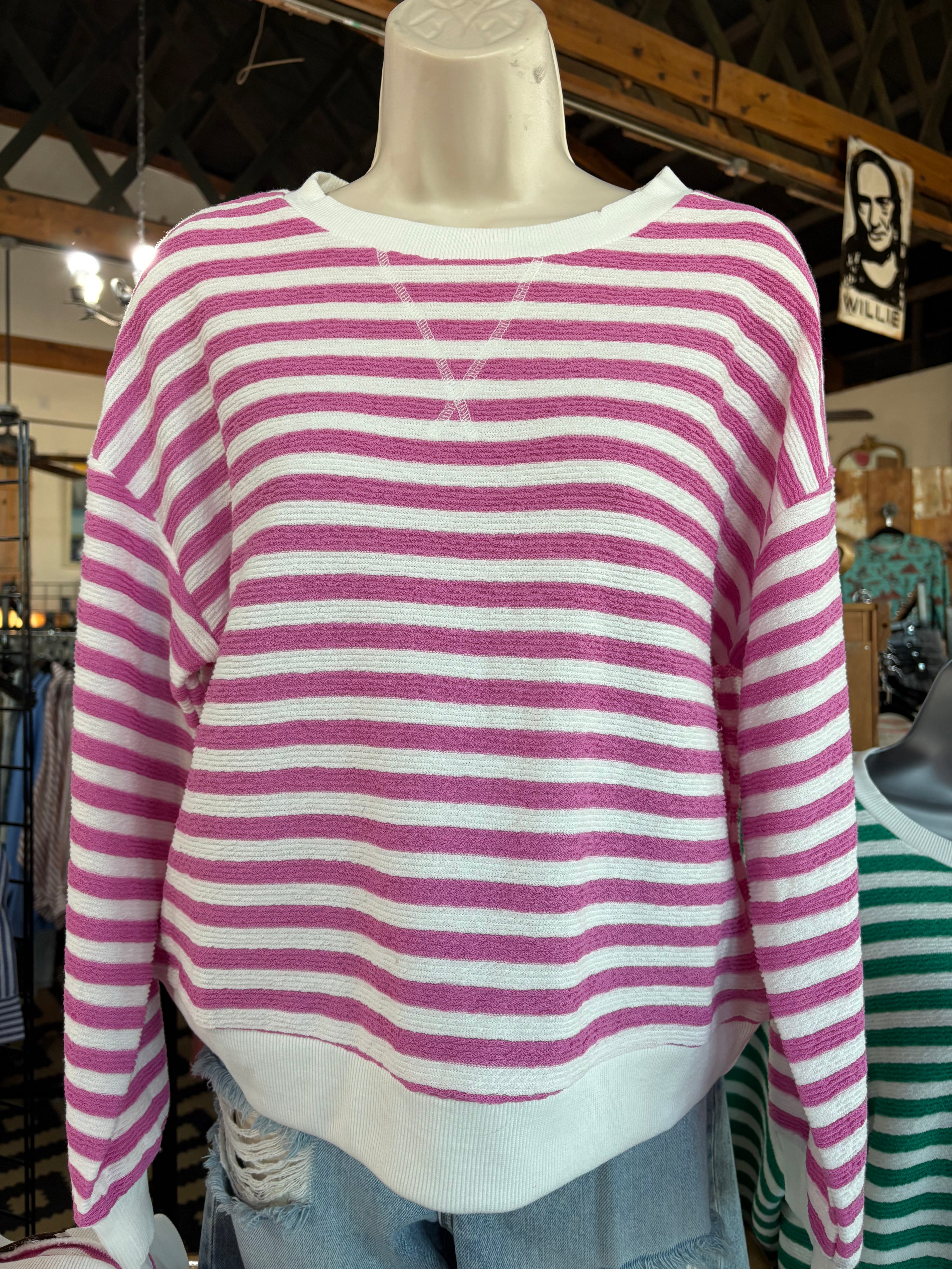 Striped Lightweight Spring Pullover Top-Zenana-Stuffology - Where Vintage Meets Modern, A Boutique for Real Women in Crosbyton, TX