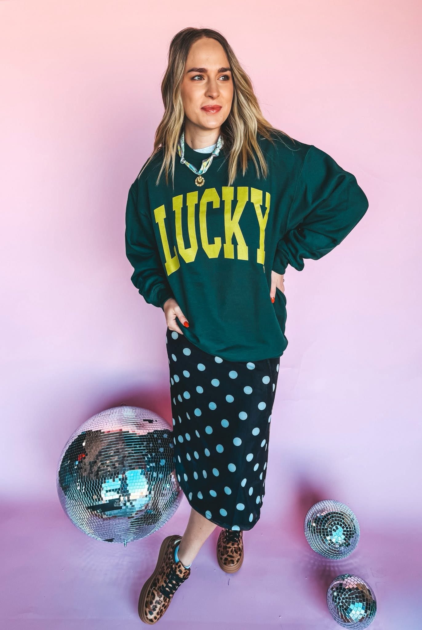 LUCKY Graphic Sweatshirt-SWEATSHIRT-Stuffology Boutique -Stuffology - Where Vintage Meets Modern, A Boutique for Real Women in Crosbyton, TX