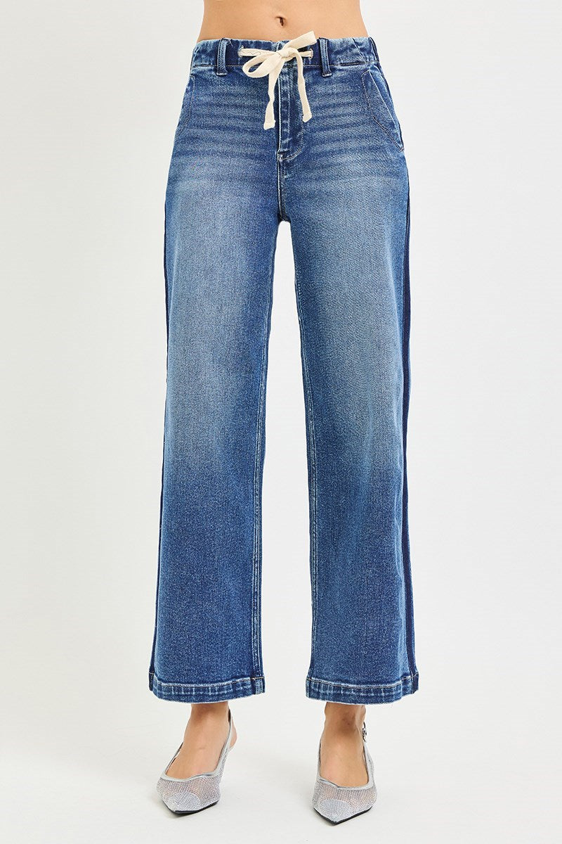 Tummy Control High-Rise Crop Wide Leg Jeans-Jeans-Risen Jeans-Stuffology - Where Vintage Meets Modern, A Boutique for Real Women in Crosbyton, TX