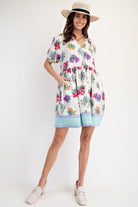 Floral Print Mix Stripe Woven Dress-Dresses-Easel-Stuffology - Where Vintage Meets Modern, A Boutique for Real Women in Crosbyton, TX