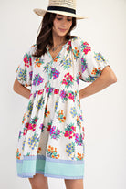 Floral Print Mix Stripe Woven Dress-Dresses-Easel-Stuffology - Where Vintage Meets Modern, A Boutique for Real Women in Crosbyton, TX
