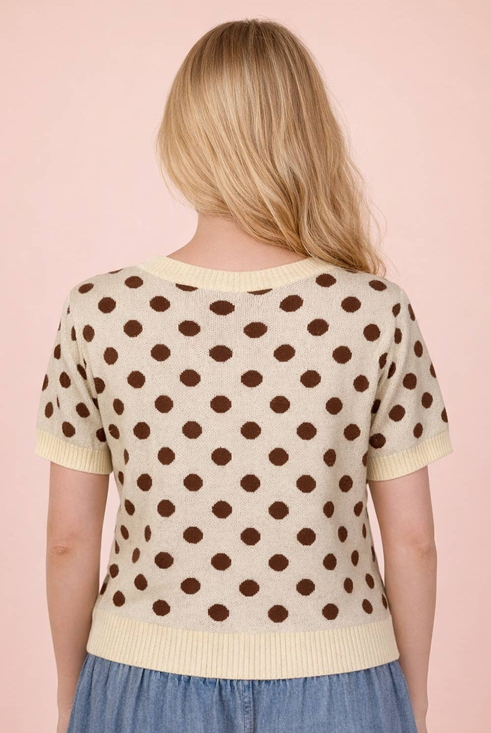 Polka Dot Button Down Knit Sweater Cardigan-Sweater Cardigan-VERY J-Stuffology - Where Vintage Meets Modern, A Boutique for Real Women in Crosbyton, TX