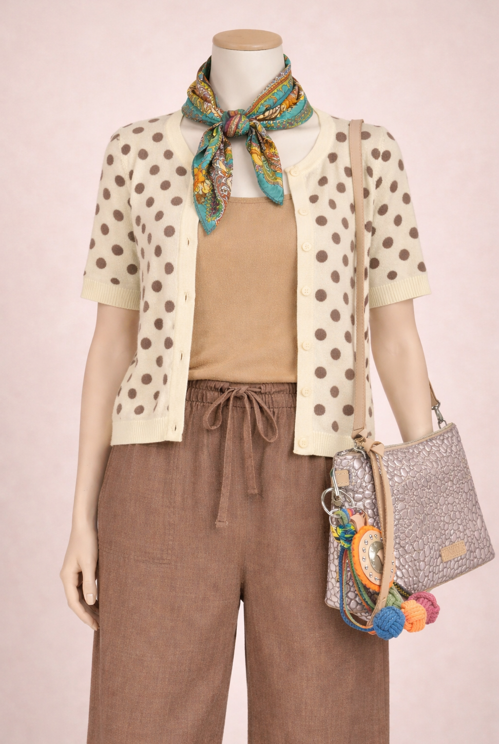 Polka Dot Button Down Knit Sweater Cardigan-Sweater Cardigan-VERY J-Stuffology - Where Vintage Meets Modern, A Boutique for Real Women in Crosbyton, TX