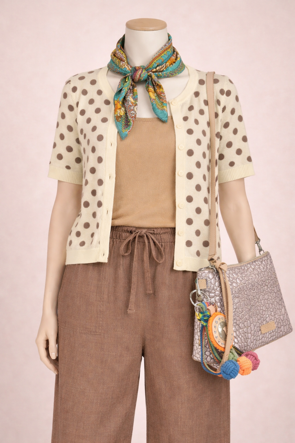 Polka Dot Button Down Knit Sweater Cardigan-Sweater Cardigan-VERY J-Stuffology - Where Vintage Meets Modern, A Boutique for Real Women in Crosbyton, TX