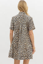 Leopard Print Short Sleeve Dress-Dresses-Entro-Stuffology - Where Vintage Meets Modern, A Boutique for Real Women in Crosbyton, TX