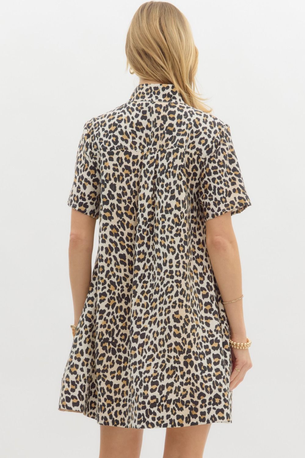 Leopard Print Short Sleeve Dress-Dresses-Entro-Stuffology - Where Vintage Meets Modern, A Boutique for Real Women in Crosbyton, TX