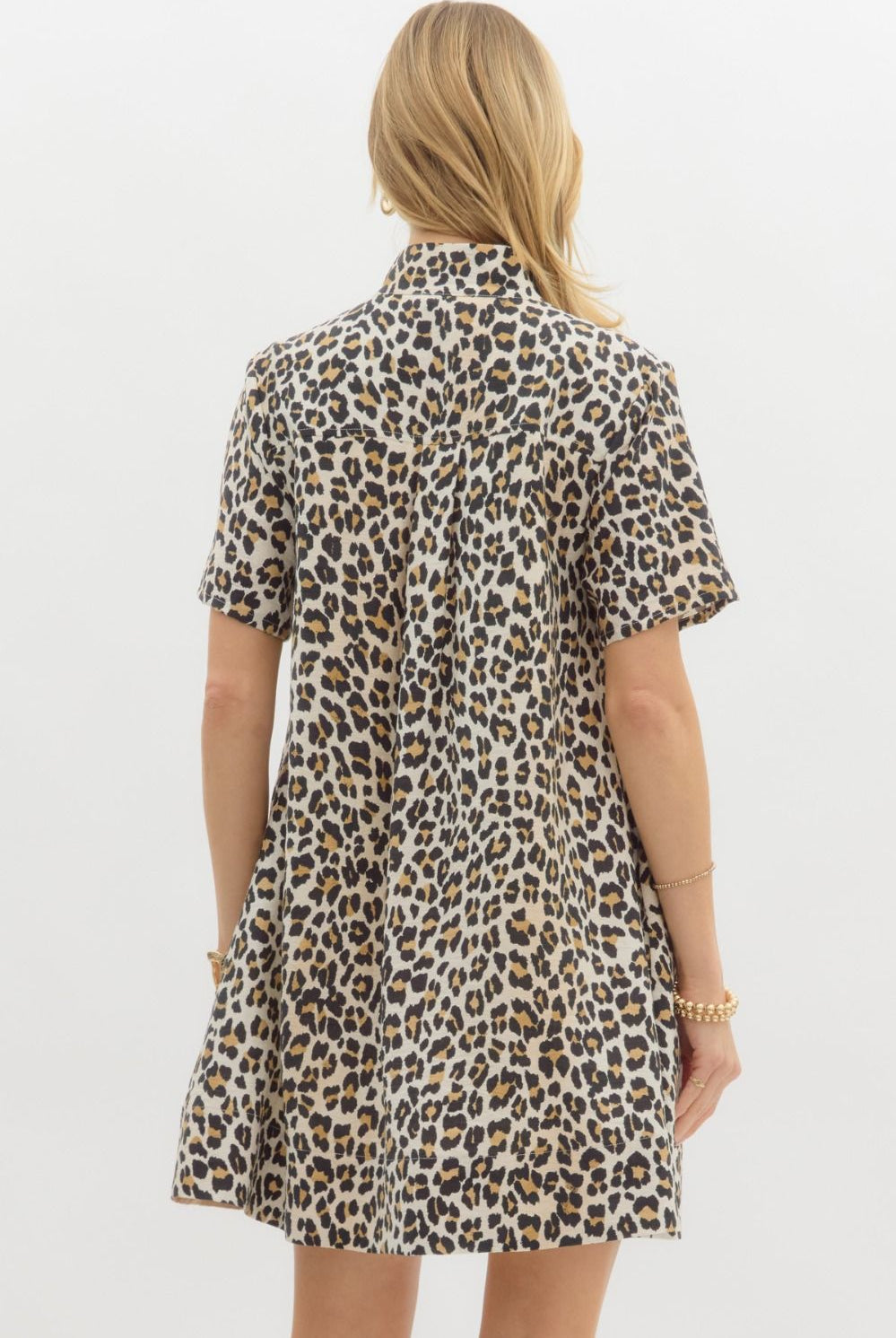Leopard Print Short Sleeve Dress-Dresses-Entro-Stuffology - Where Vintage Meets Modern, A Boutique for Real Women in Crosbyton, TX