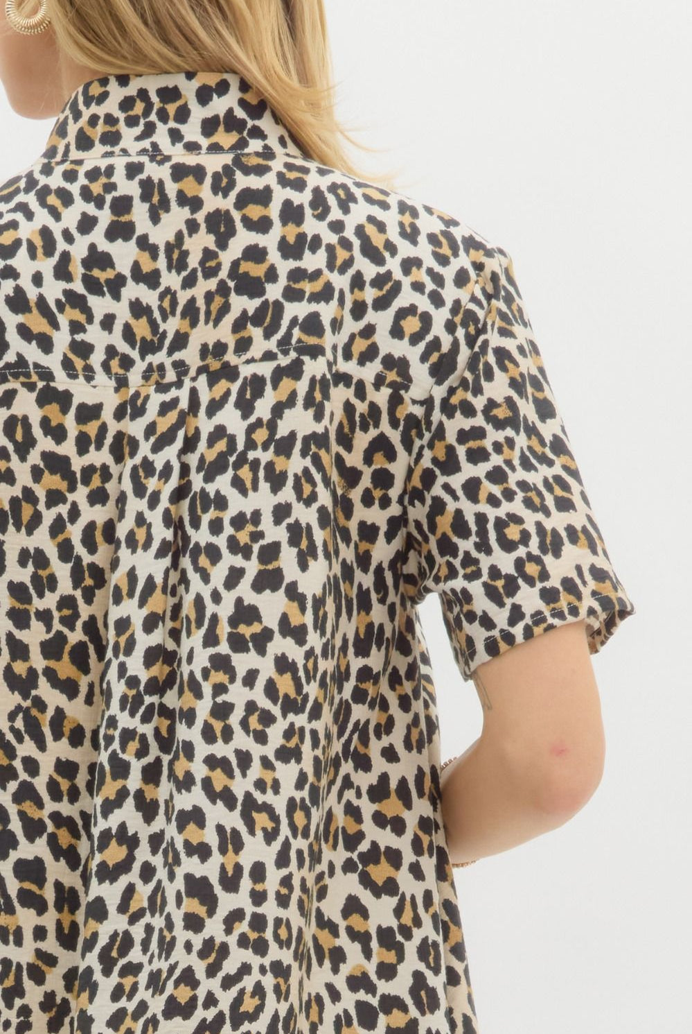 Leopard Print Short Sleeve Dress-Dresses-Entro-Stuffology - Where Vintage Meets Modern, A Boutique for Real Women in Crosbyton, TX