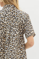Leopard Print Short Sleeve Dress-Dresses-Entro-Stuffology - Where Vintage Meets Modern, A Boutique for Real Women in Crosbyton, TX