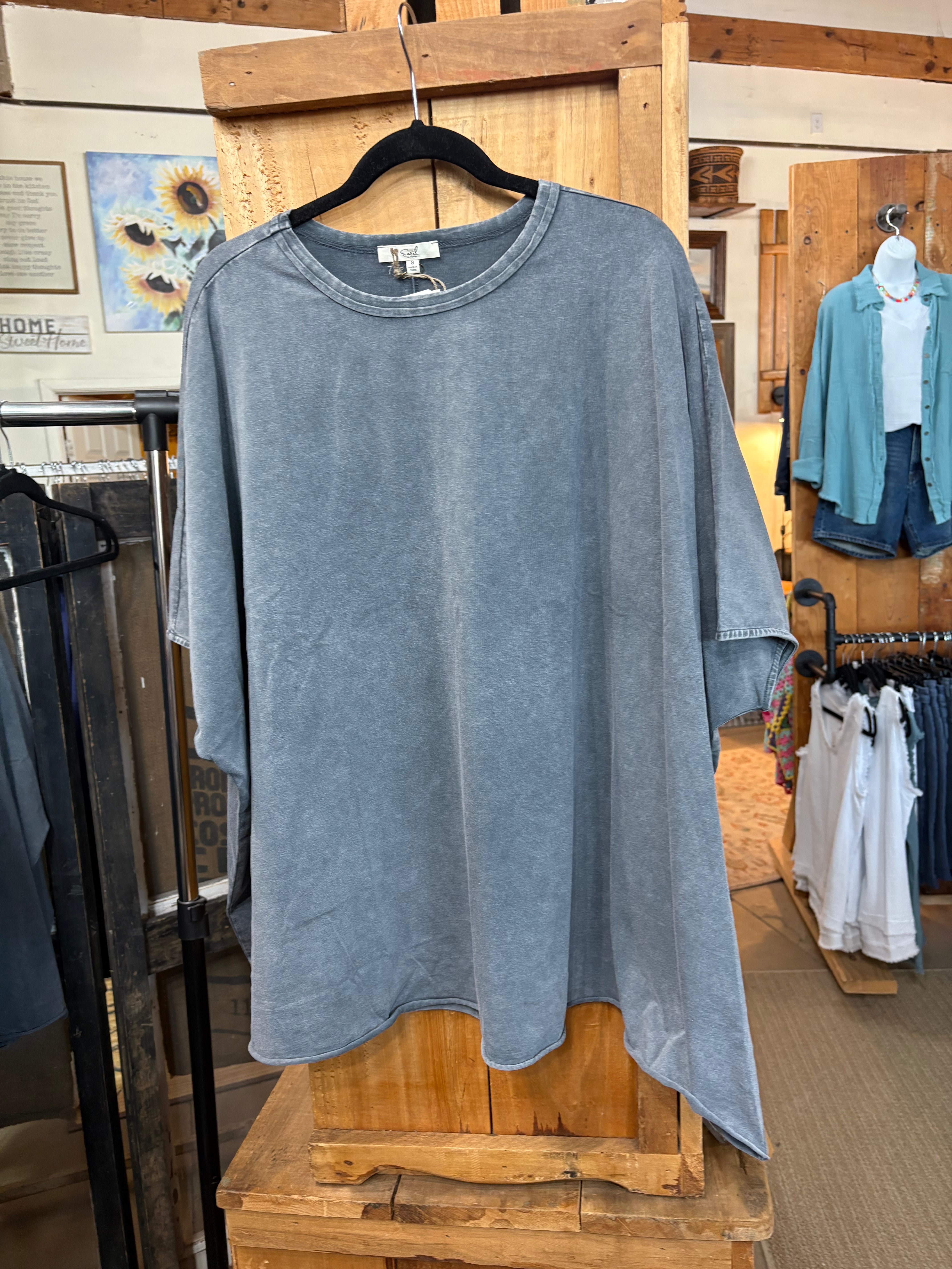 Slate Blue Mineral Wash Oversized Tee-TOP-Easel-Stuffology - Where Vintage Meets Modern, A Boutique for Real Women in Crosbyton, TX