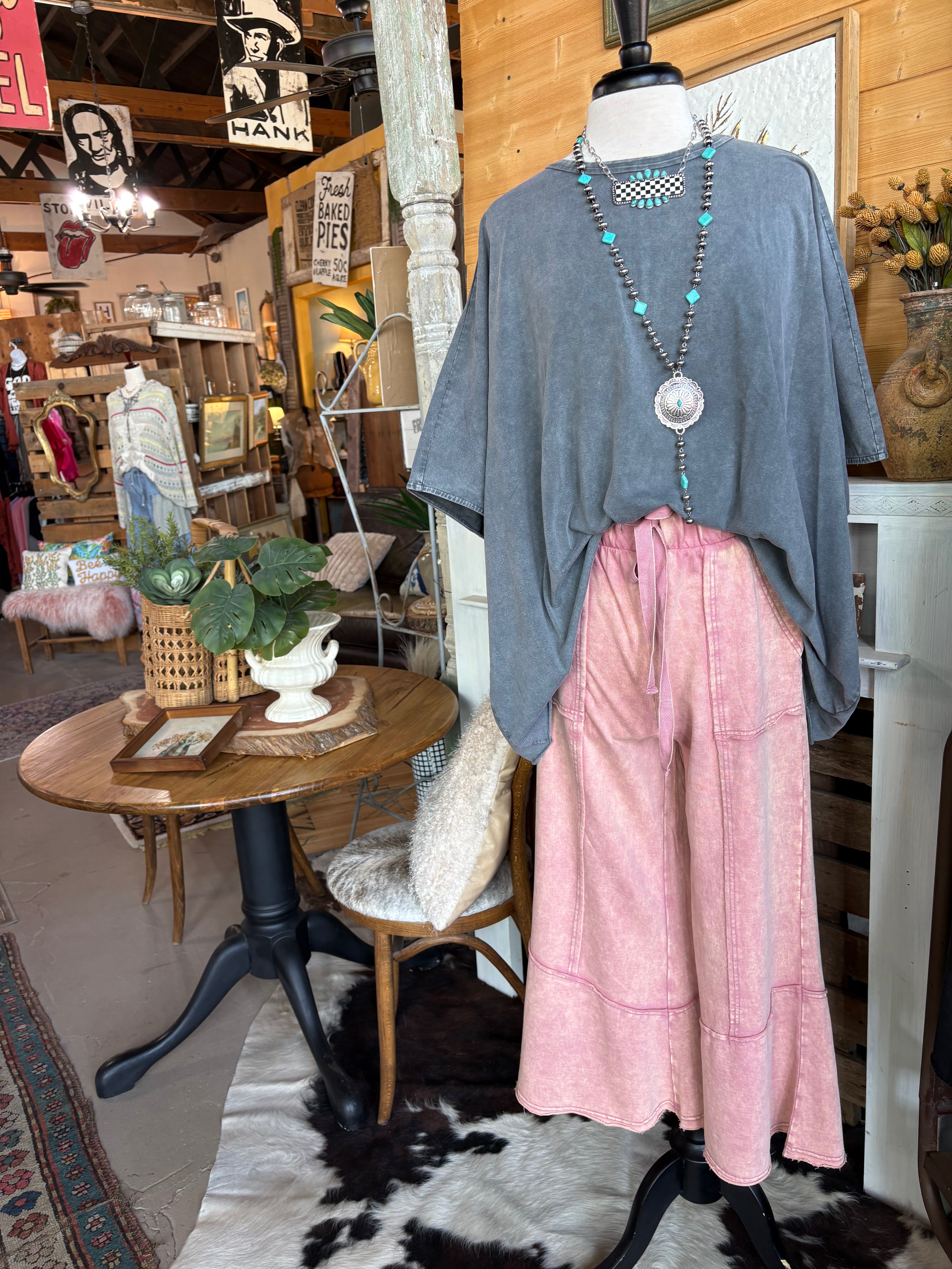 Slate Blue Mineral Wash Oversized Tee-TOP-Easel-Stuffology - Where Vintage Meets Modern, A Boutique for Real Women in Crosbyton, TX