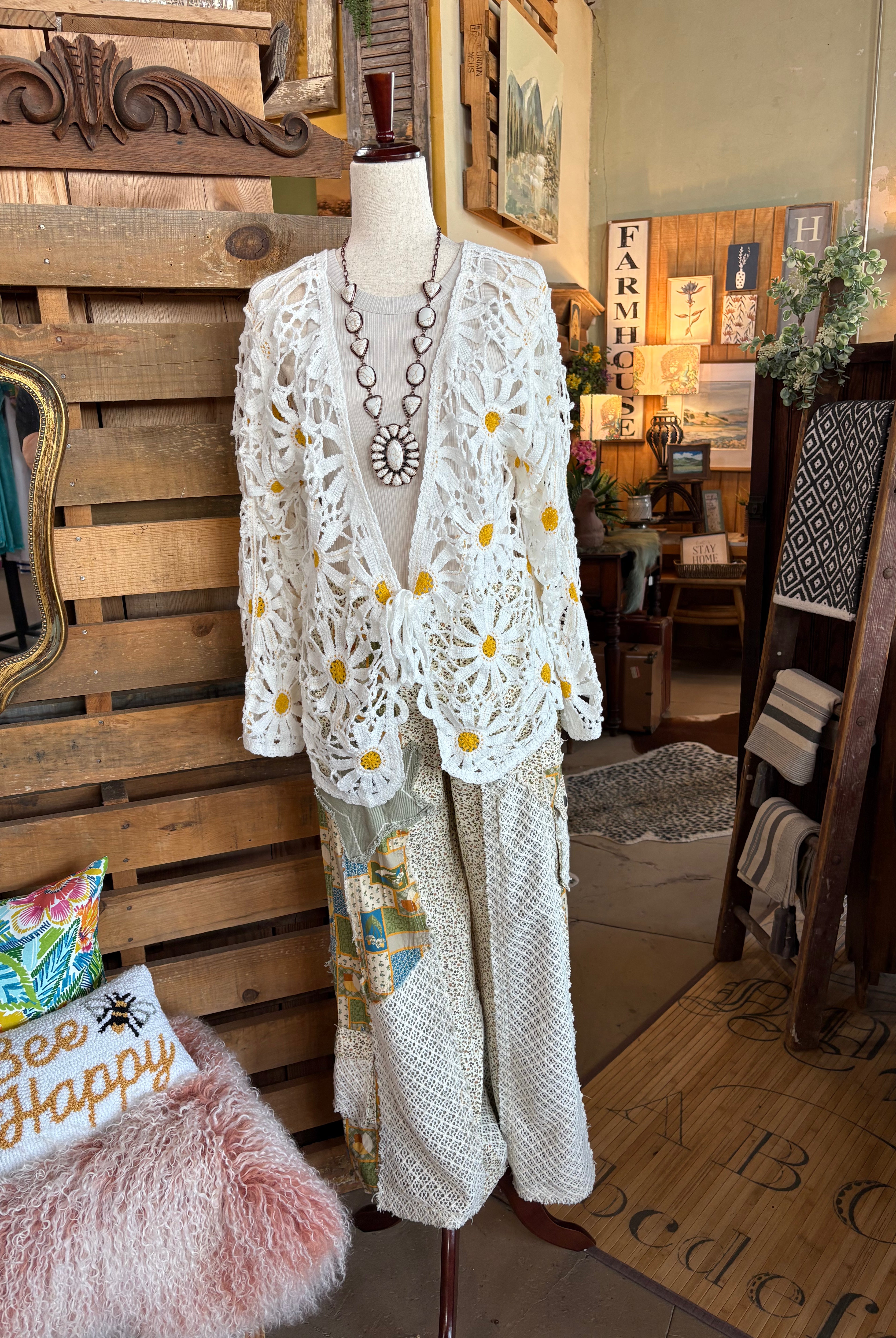 Faux Ivory and Copper Faux Squash Blossom Necklace-Jewelry-Stuffology Boutique -Stuffology - Where Vintage Meets Modern, A Boutique for Real Women in Crosbyton, TX