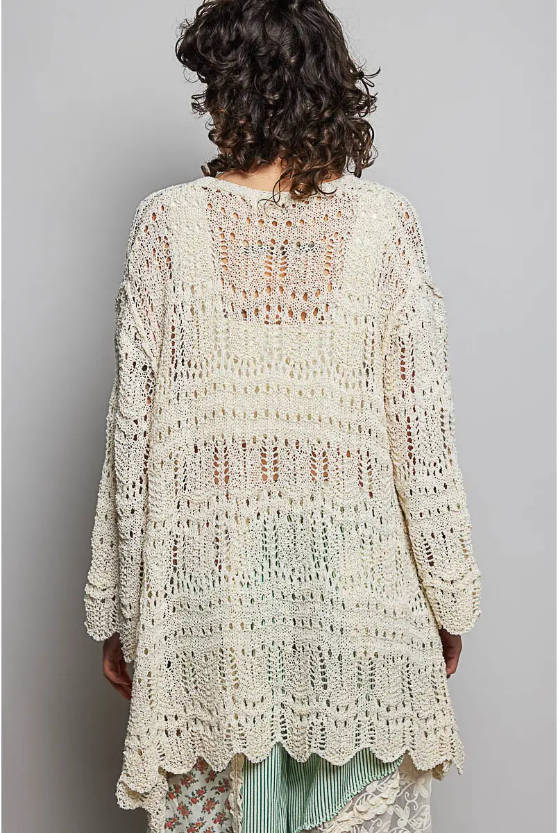 POL Clothing Crochet Weave Boho Cardigan-Cardigan-POL Clothing-Stuffology - Where Vintage Meets Modern, A Boutique for Real Women in Crosbyton, TX