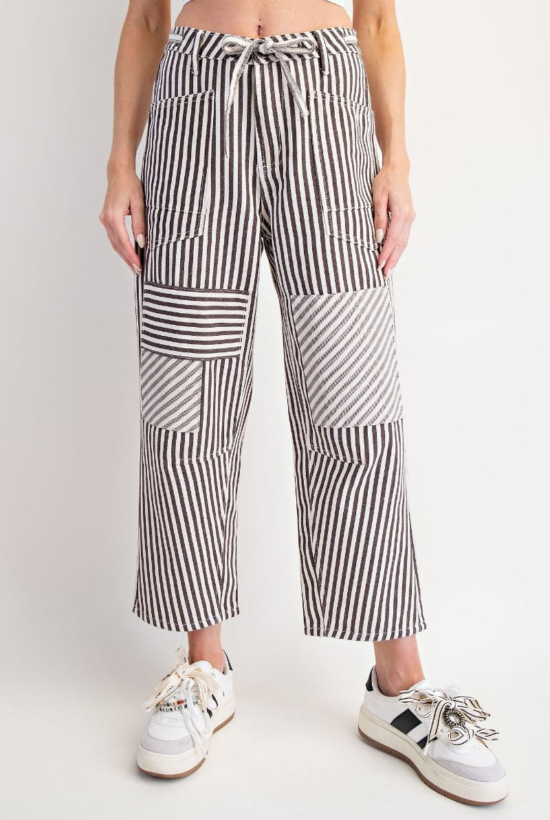 Ash Striped Washed Twill Pants-Pants-Easel-Stuffology - Where Vintage Meets Modern, A Boutique for Real Women in Crosbyton, TX