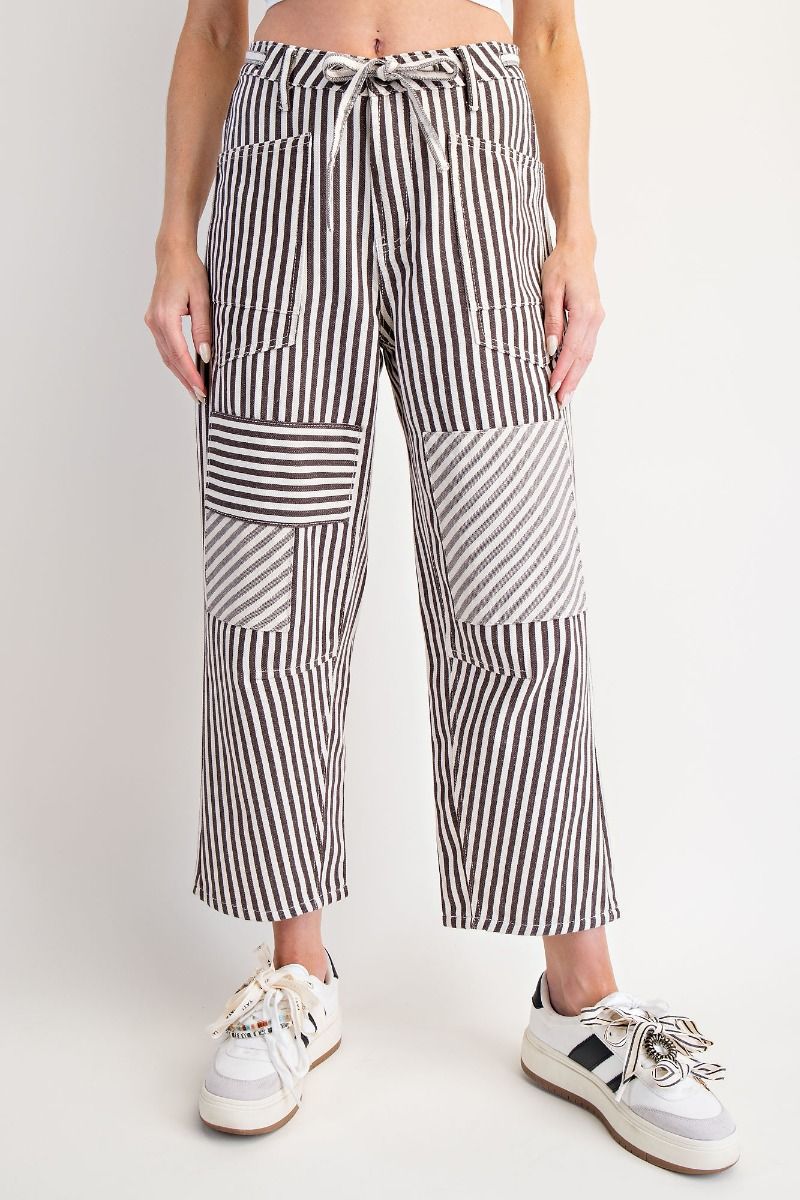 Ash Striped Washed Twill Pants-Pants-Easel-Stuffology - Where Vintage Meets Modern, A Boutique for Real Women in Crosbyton, TX