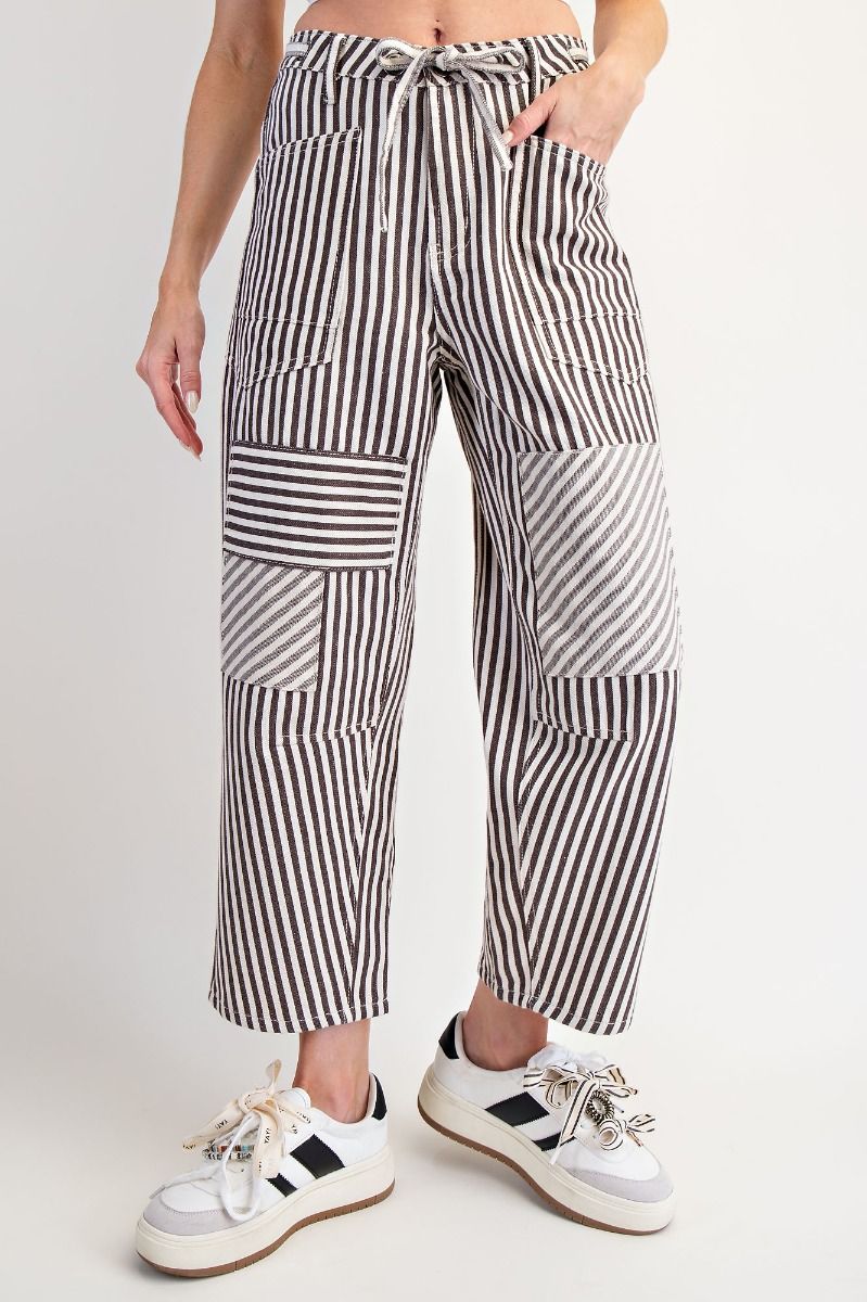 Ash Striped Washed Twill Pants-Pants-Easel-Stuffology - Where Vintage Meets Modern, A Boutique for Real Women in Crosbyton, TX