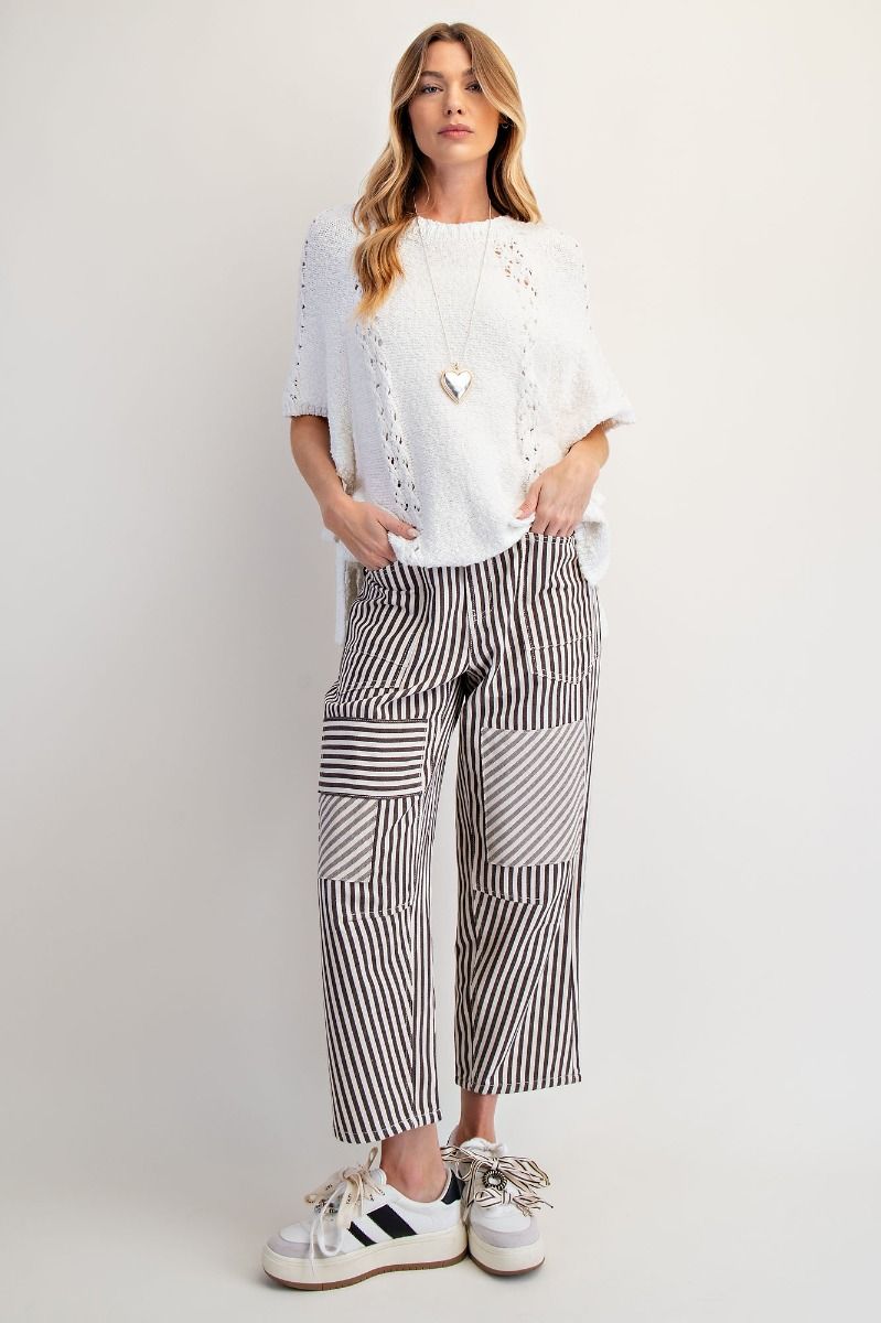 Ash Striped Washed Twill Pants-Pants-Easel-Stuffology - Where Vintage Meets Modern, A Boutique for Real Women in Crosbyton, TX