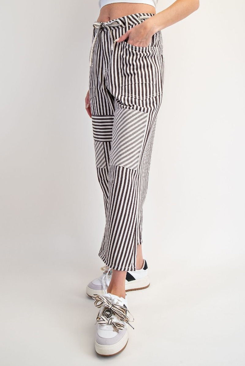 Ash Striped Washed Twill Pants-Pants-Easel-Stuffology - Where Vintage Meets Modern, A Boutique for Real Women in Crosbyton, TX