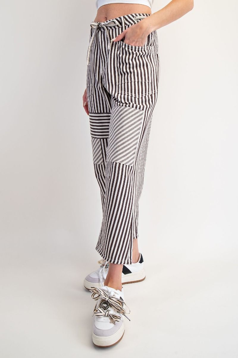 Ash Striped Washed Twill Pants-Pants-Easel-Stuffology - Where Vintage Meets Modern, A Boutique for Real Women in Crosbyton, TX