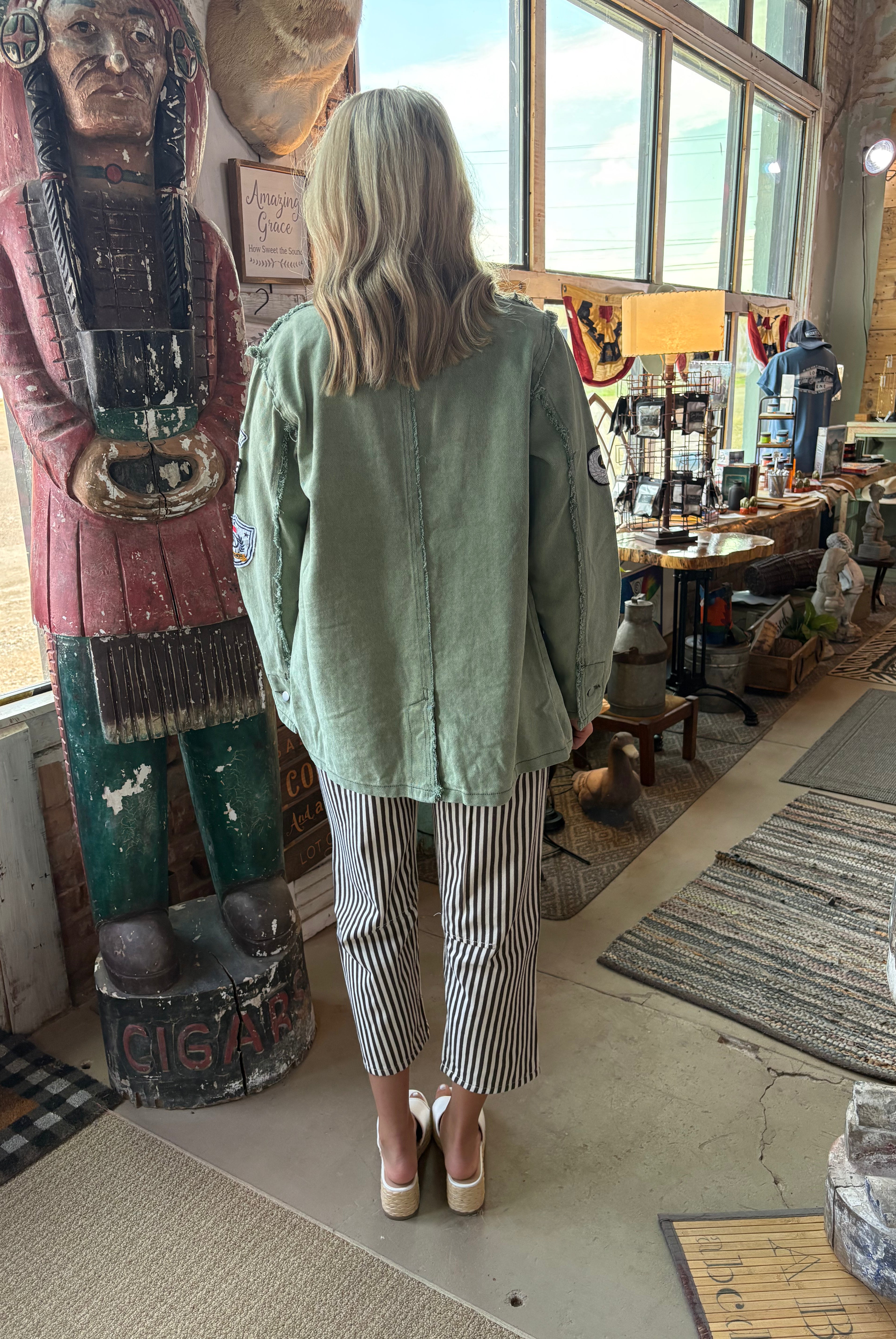 Ash Striped Washed Twill Pants-Pants-Easel-Stuffology - Where Vintage Meets Modern, A Boutique for Real Women in Crosbyton, TX