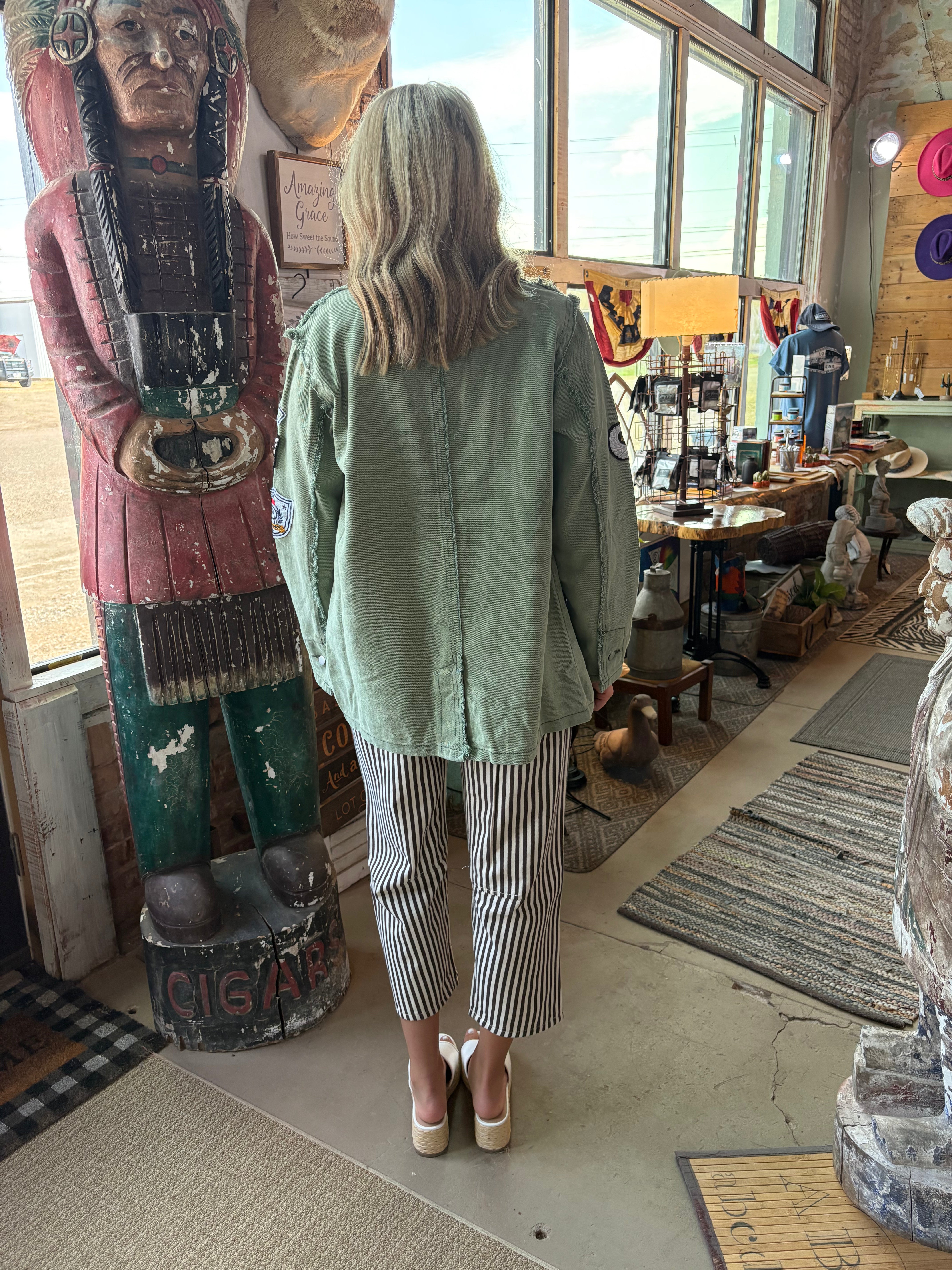 Ash Striped Washed Twill Pants-Pants-Easel-Stuffology - Where Vintage Meets Modern, A Boutique for Real Women in Crosbyton, TX