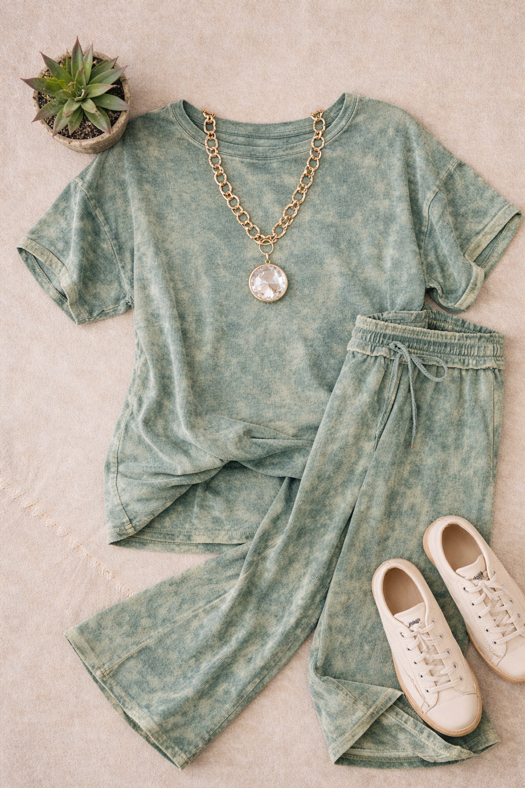 Ash Jade Acid Wash French Terry Flare Pants-Pants-Zenana-Stuffology - Where Vintage Meets Modern, A Boutique for Real Women in Crosbyton, TX