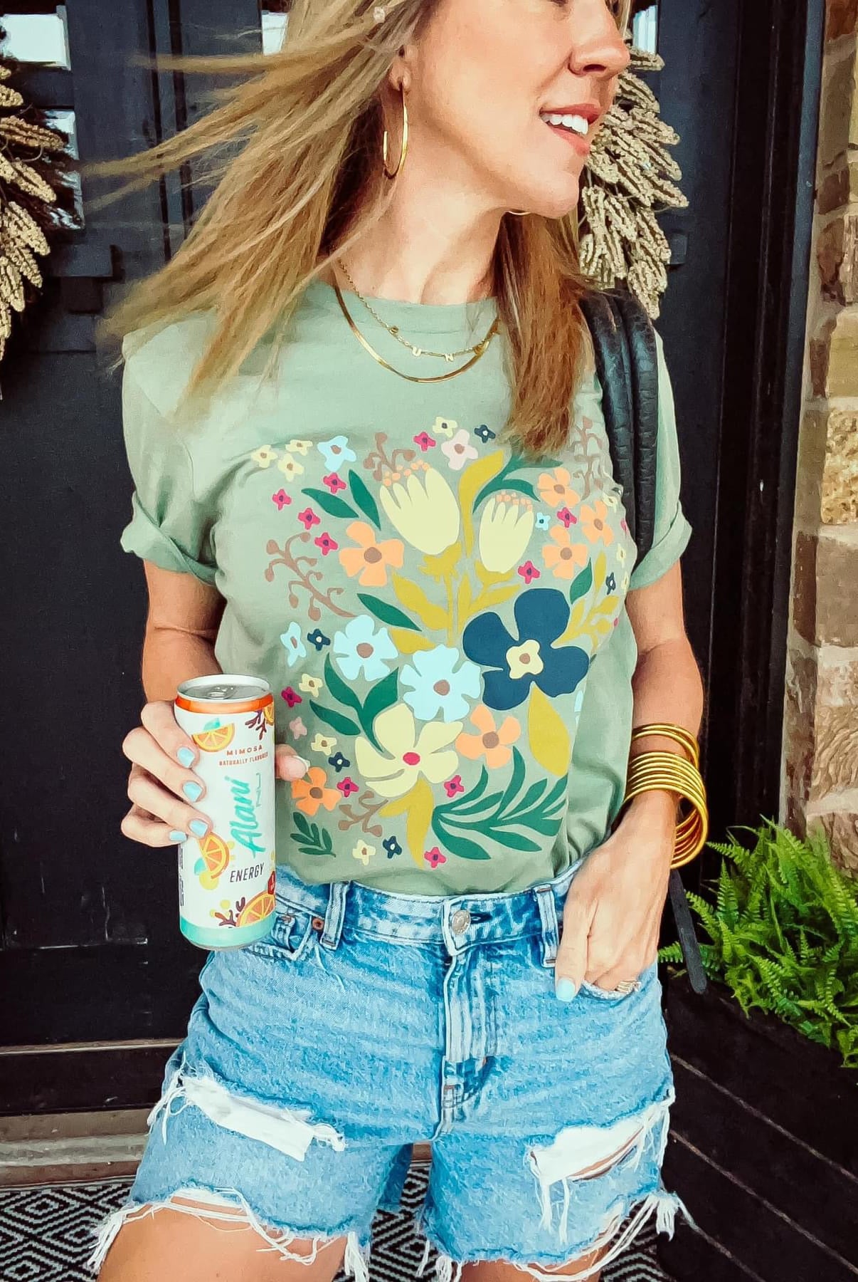 Sage Floral Graphic Tee / Stuffology Boutique-Graphic Tees-Prickly Pear TX-Stuffology - Where Vintage Meets Modern, A Boutique for Real Women in Crosbyton, TX