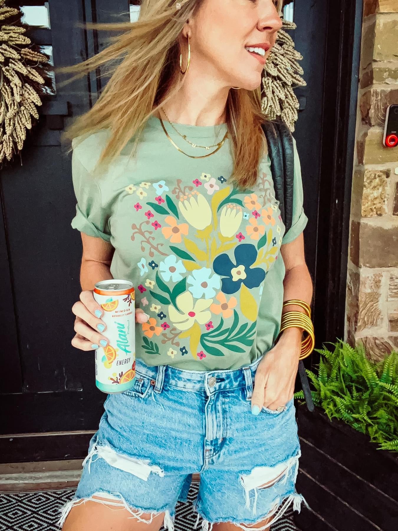 Sage Floral Graphic Tee / Stuffology Boutique-Graphic Tees-Prickly Pear TX-Stuffology - Where Vintage Meets Modern, A Boutique for Real Women in Crosbyton, TX