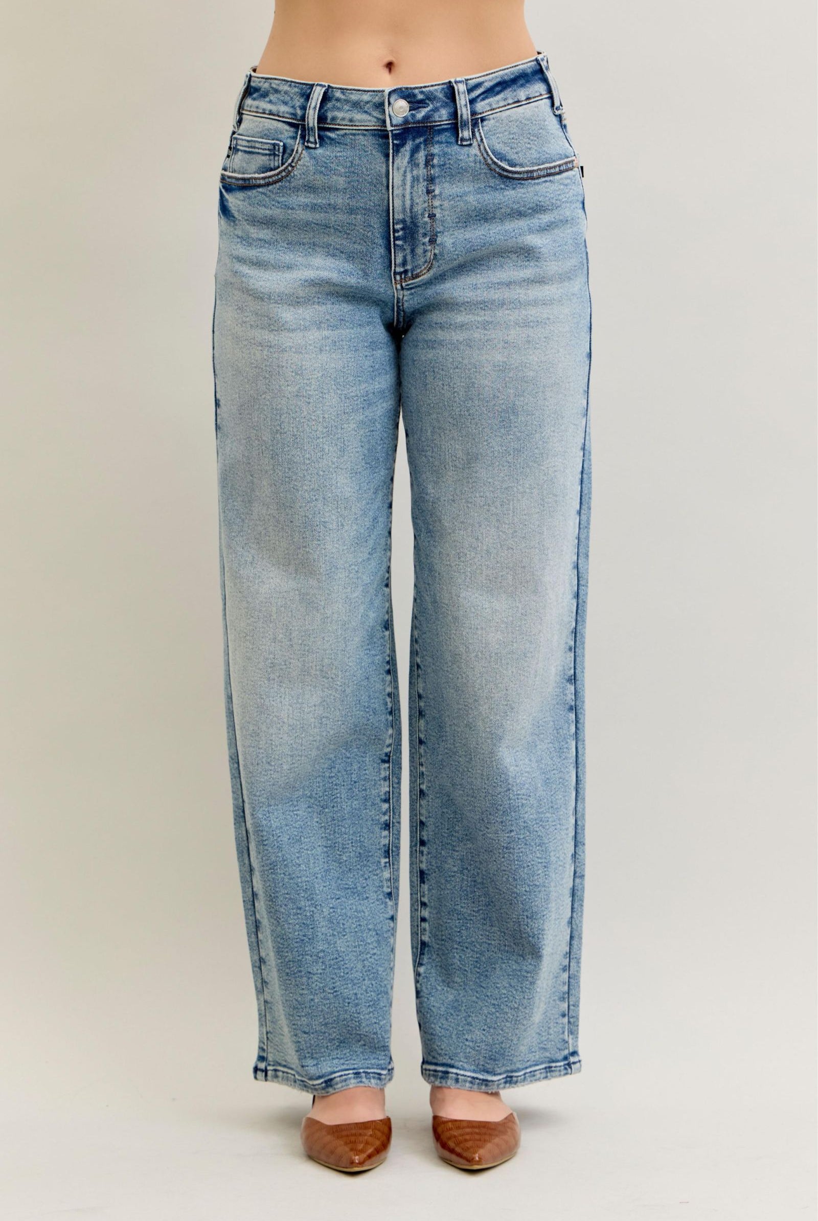 Judy Blue High Waist Baggy Fit Jeans-JUDY BLUE-Stuffology - Where Vintage Meets Modern, A Boutique for Real Women in Crosbyton, TX