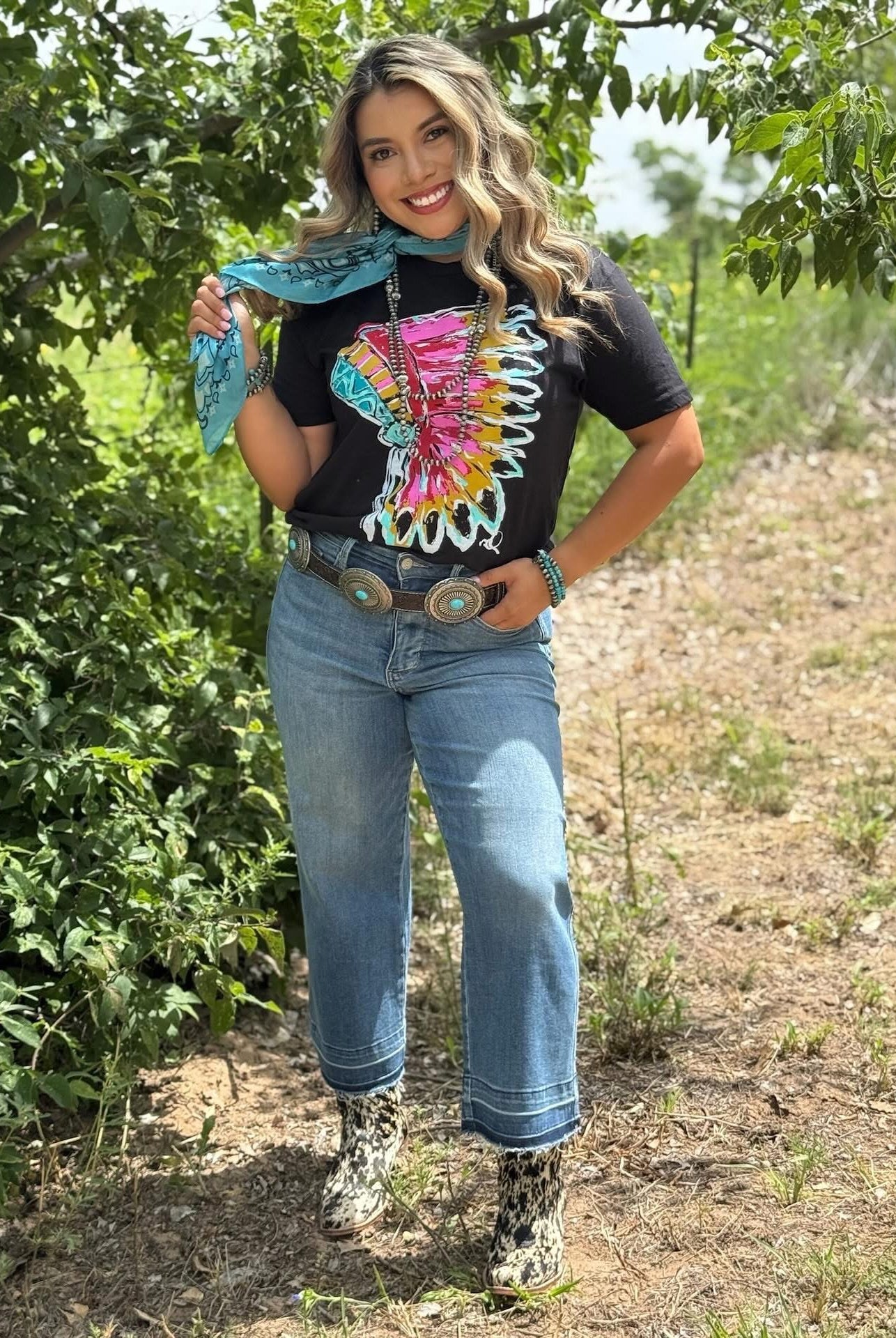 Bright Headdress Graphic Tee-Texas True Threads-Stuffology - Where Vintage Meets Modern, A Boutique for Real Women in Crosbyton, TX