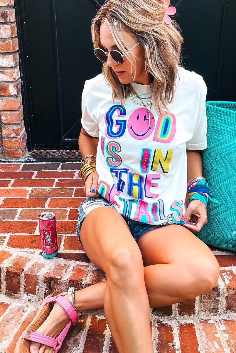 God is in the Details Graphic Tee-Graphic Tees-Prickly Pear TX-Stuffology - Where Vintage Meets Modern, A Boutique for Real Women in Crosbyton, TX