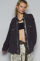 POL Clothing Double Gauze Studded Jacket-Shirt / Jacket-POL Clothing-Stuffology - Where Vintage Meets Modern, A Boutique for Real Women in Crosbyton, TX