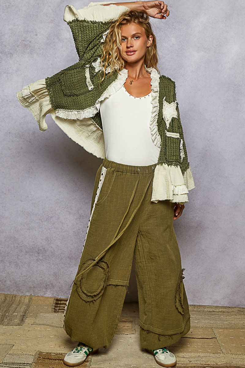 POL Clothing Olive3/4 Sleeve Cardigan-Jackets-POL Clothing-Stuffology - Where Vintage Meets Modern, A Boutique for Real Women in Crosbyton, TX