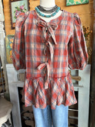 Rust Plaid Top-Top-Easel-Stuffology - Where Vintage Meets Modern, A Boutique for Real Women in Crosbyton, TX