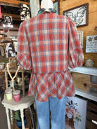 Rust Plaid Top-Top-Easel-Stuffology - Where Vintage Meets Modern, A Boutique for Real Women in Crosbyton, TX