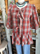 Rust Plaid Top-Top-Easel-Stuffology - Where Vintage Meets Modern, A Boutique for Real Women in Crosbyton, TX