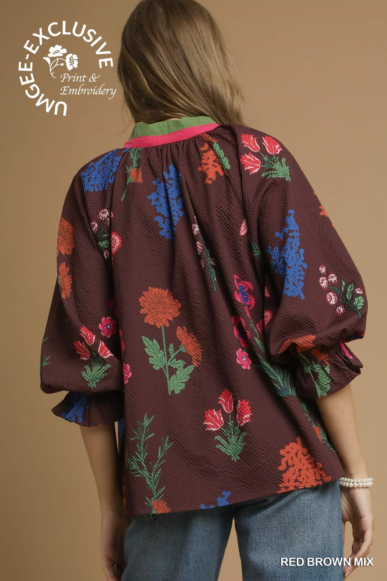 Mix Floral Textured Top with Scalloped Trim-TOP-Umgee-Stuffology - Where Vintage Meets Modern, A Boutique for Real Women in Crosbyton, TX