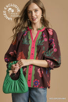 Mix Floral Textured Top with Scalloped Trim-TOP-Umgee-Stuffology - Where Vintage Meets Modern, A Boutique for Real Women in Crosbyton, TX