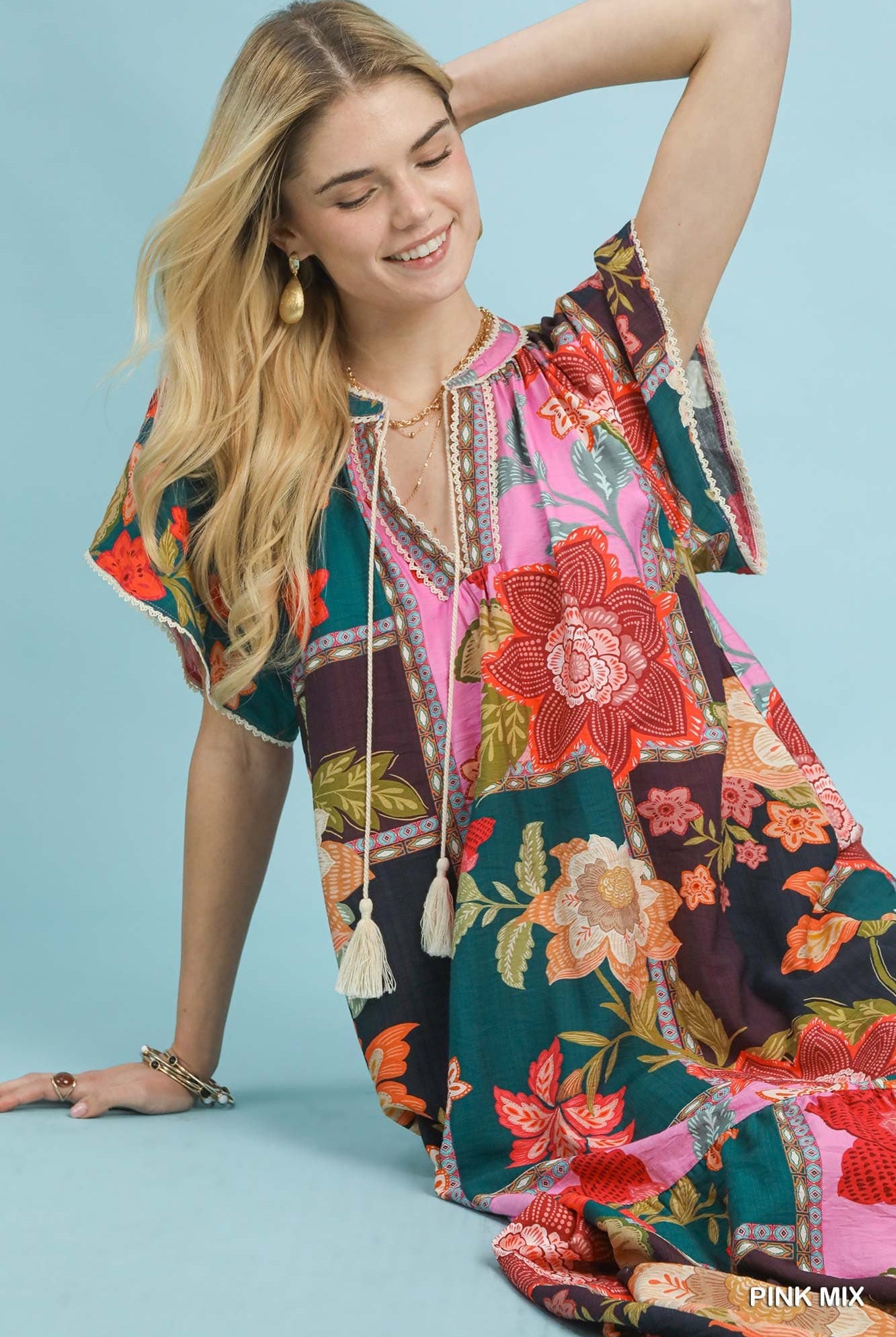 Patchwork Floral Maxi Dress-Dresses-Umgee-Stuffology - Where Vintage Meets Modern, A Boutique for Real Women in Crosbyton, TX