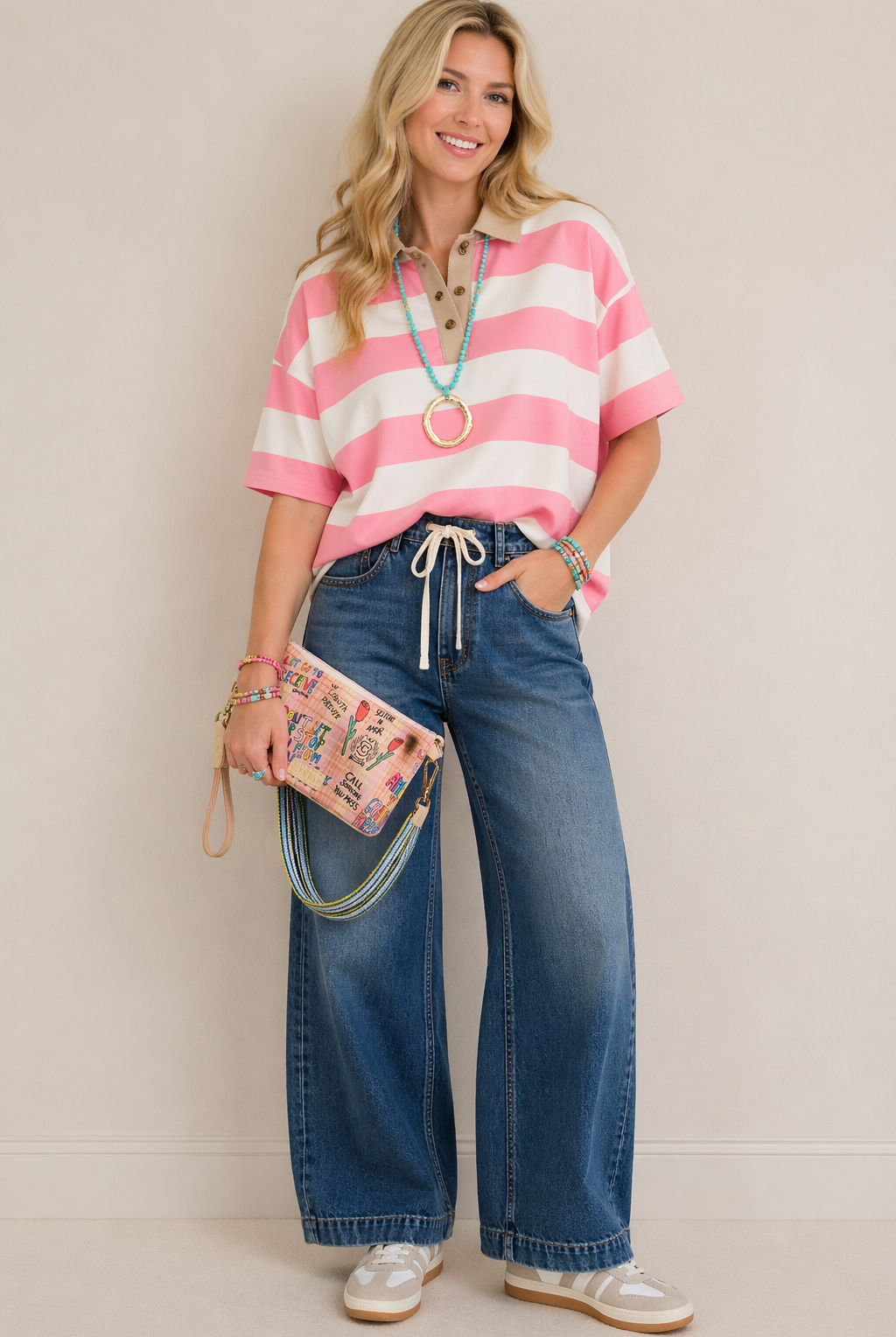 Striped Collared Polo Top-stripe top-Stuffology Boutique -Stuffology - Where Vintage Meets Modern, A Boutique for Real Women in Crosbyton, TX