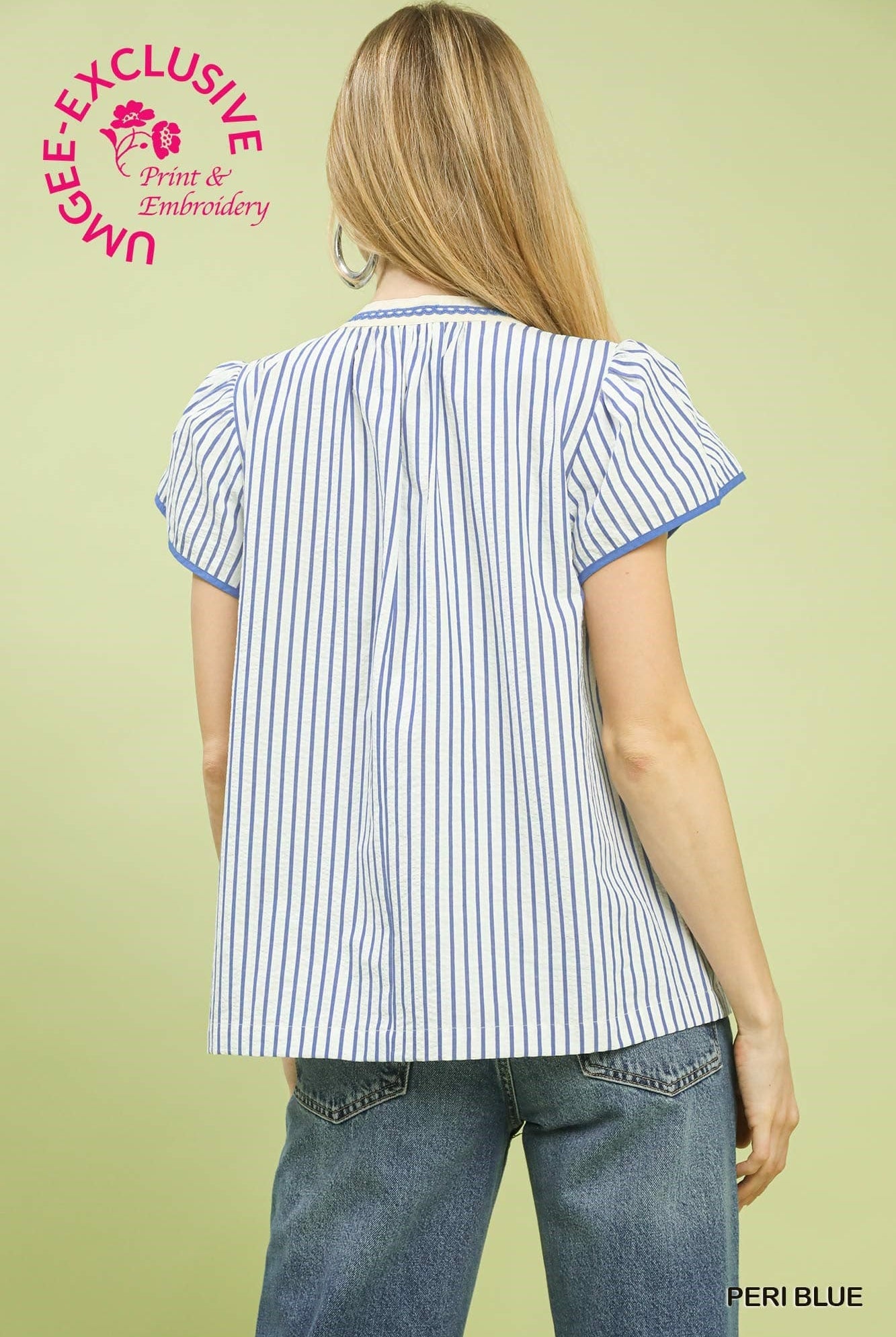 Peri Blue Stripe Top-TOP-Umgee-Stuffology - Where Vintage Meets Modern, A Boutique for Real Women in Crosbyton, TX