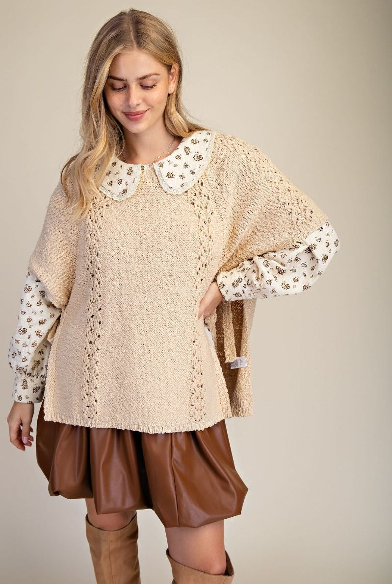 Natural Knit Side-Tie Sweater-Sweaters-Easel-Stuffology - Where Vintage Meets Modern, A Boutique for Real Women in Crosbyton, TX