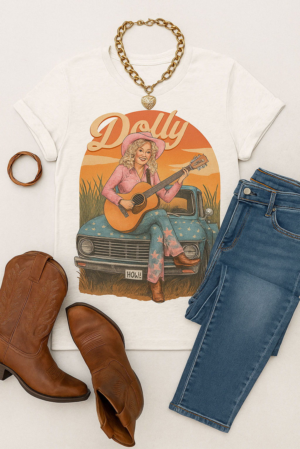 Dolly Parton Retro Graphic Tee-Graphic Tees-Stuffology Boutique -Stuffology - Where Vintage Meets Modern, A Boutique for Real Women in Crosbyton, TX
