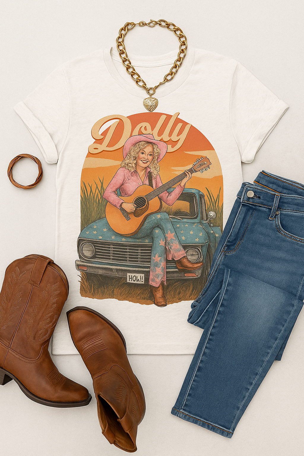 Dolly Parton Retro Graphic Tee-Graphic Tees-Stuffology Boutique -Stuffology - Where Vintage Meets Modern, A Boutique for Real Women in Crosbyton, TX