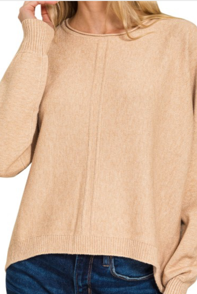 Round Neck Front Seam Sweater♥️🌻🌵-ZENANA-Stuffology - Where Vintage Meets Modern, A Boutique for Real Women in Crosbyton, TX
