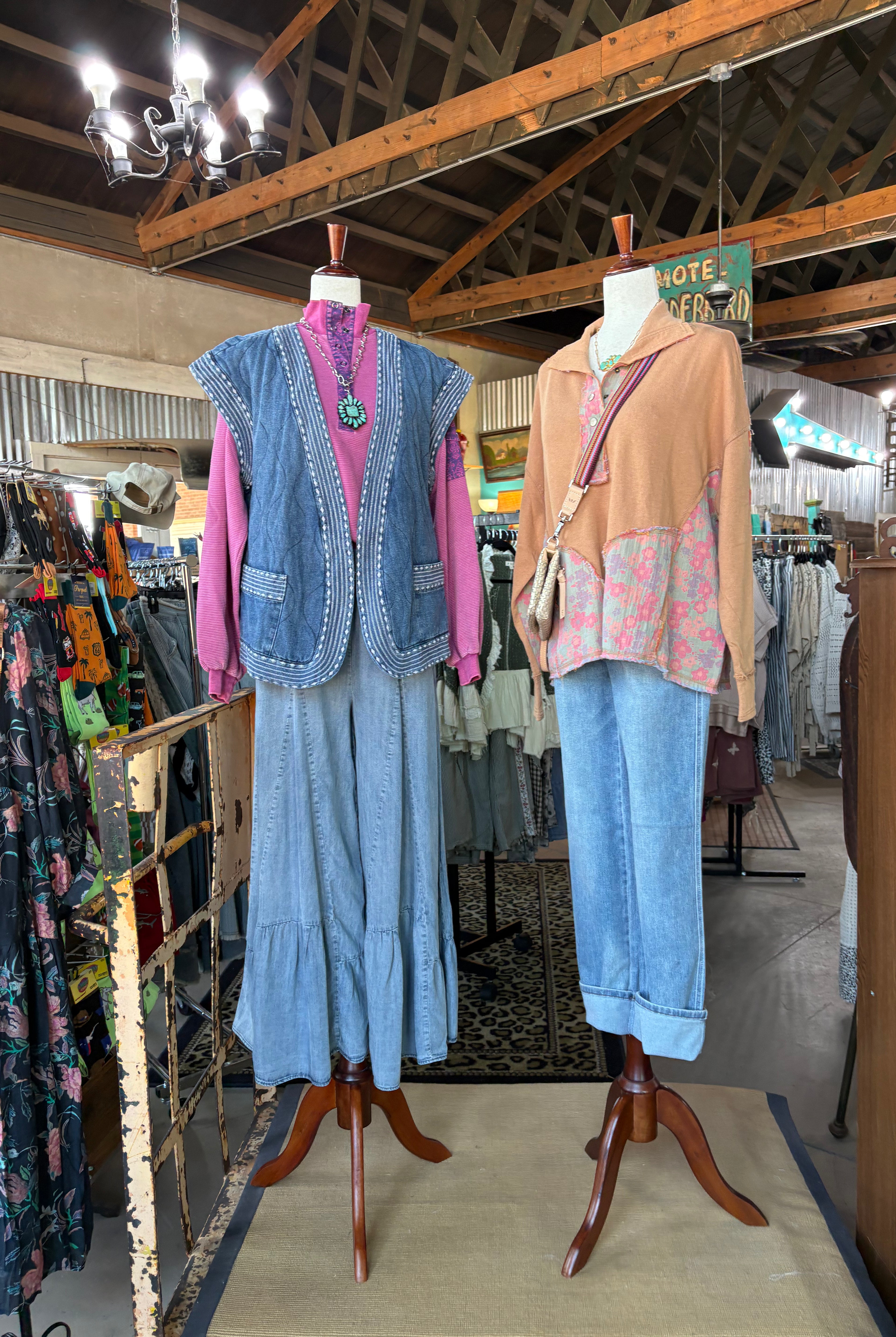 Embroidered Denim Hem Quilted Vest-Denim Vest-Easel-Stuffology - Where Vintage Meets Modern, A Boutique for Real Women in Crosbyton, TX